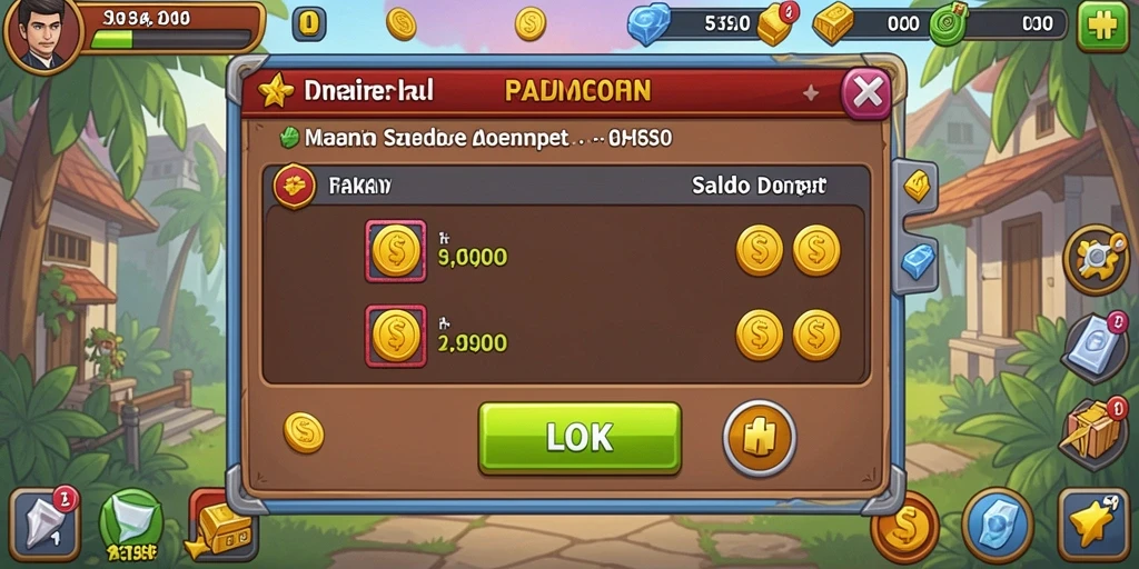 Menampilkan karakter utama dalam latar belakang epic.